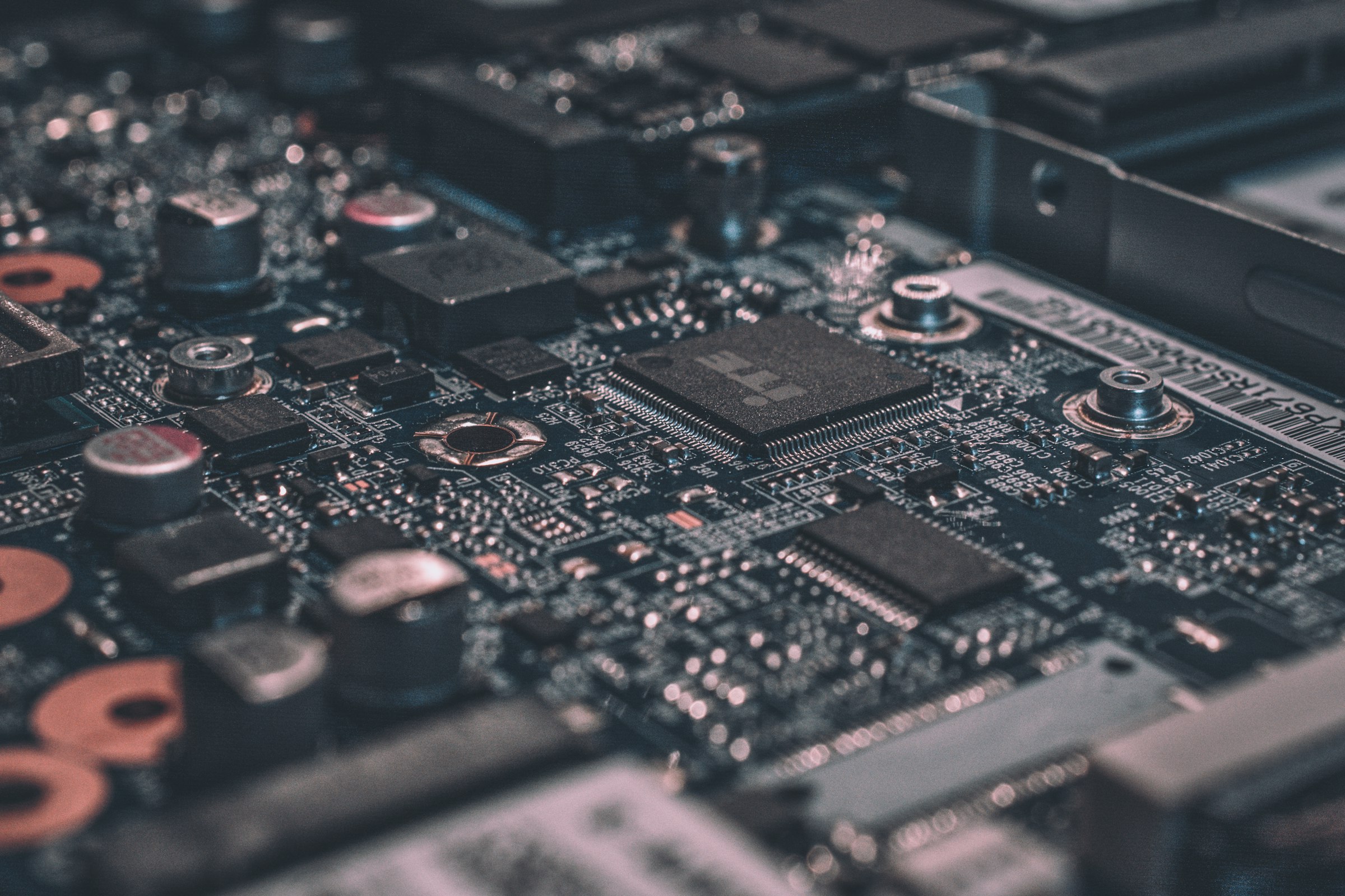 Macro detail of a sovereign edge-AI board — on-device inference hardware